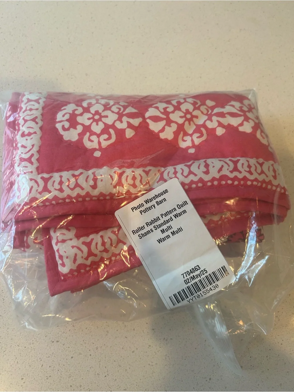 Pottery Barn Roller Rabbit Pink Standard Pillow Sham 1 Reversible